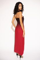 Strapless Ombré Maxi Dress – Black to Red, Back View 2