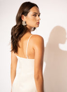 Spaghetti Strap Satin Maxi Dress – Ivory, Back View