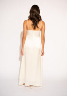 Spaghetti Strap Satin Maxi Dress – Ivory, Back View 2