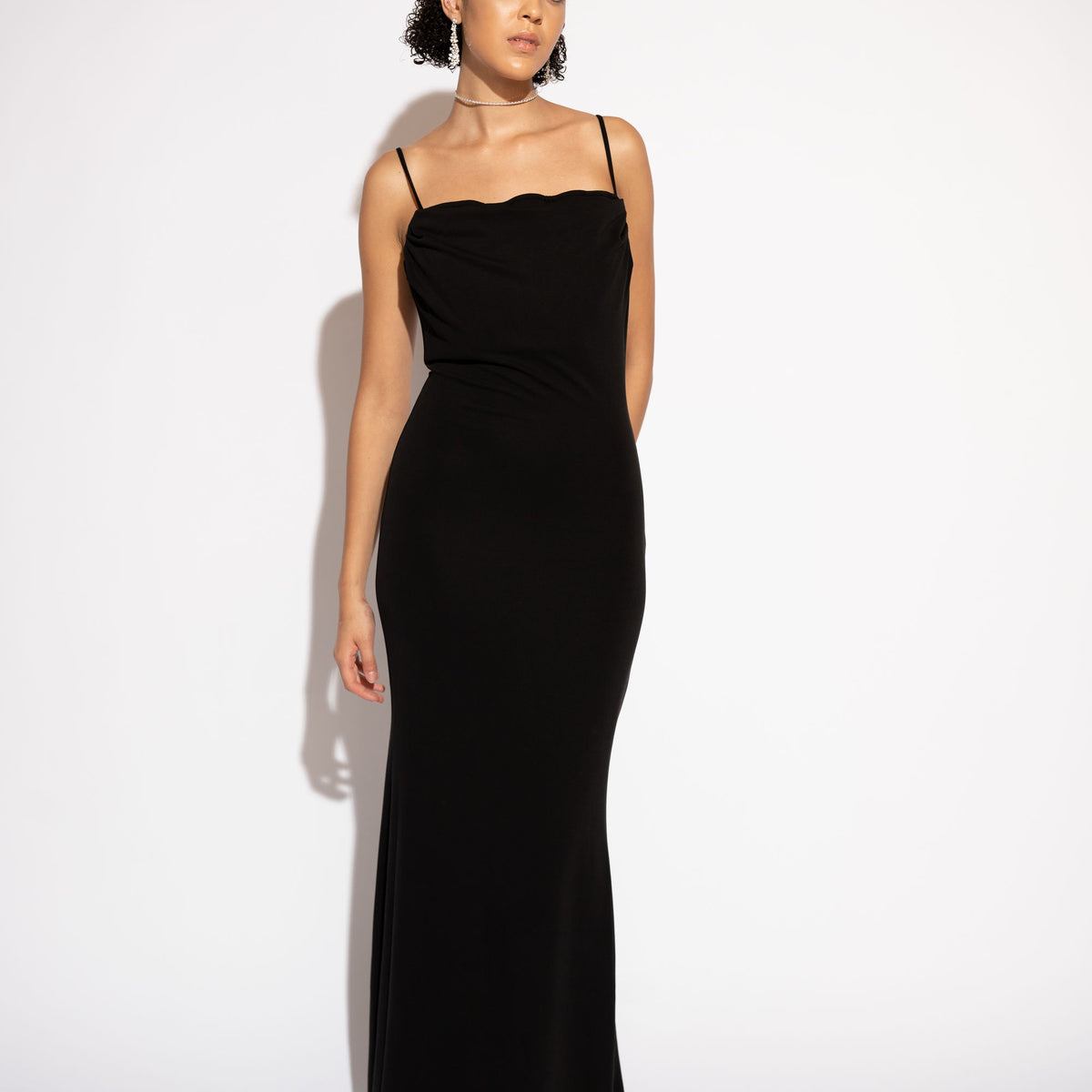 Sand-Wash Spaghetti Strap Maxi Dress – Black – aisl dresses