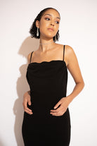 Sand-Wash Spaghetti Strap Maxi Dress – Black, Front View - Alt