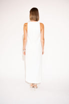 High-Neck Sequin Maxi Dress – Ivory, Back View