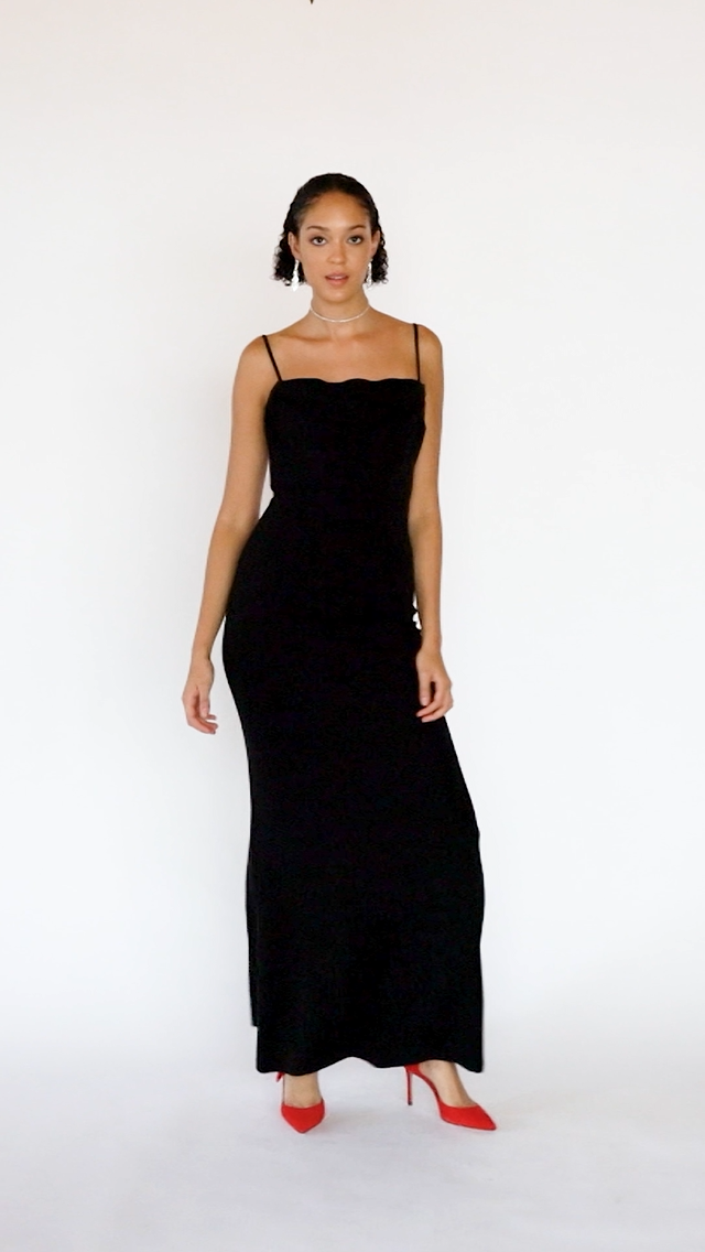 Sand-Wash Spaghetti Strap Maxi Dress – Black, Video