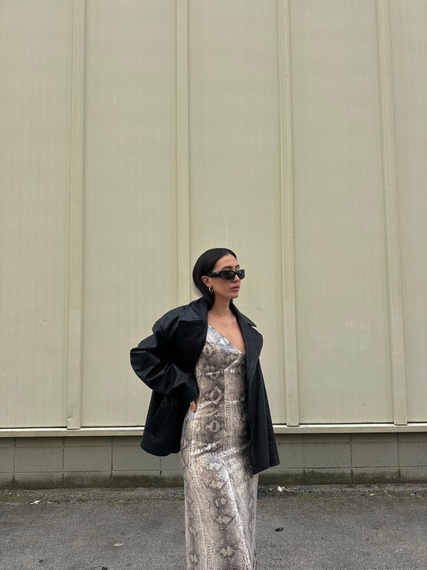 @albaoliverb in Snakeskin Sequin Slip Dress